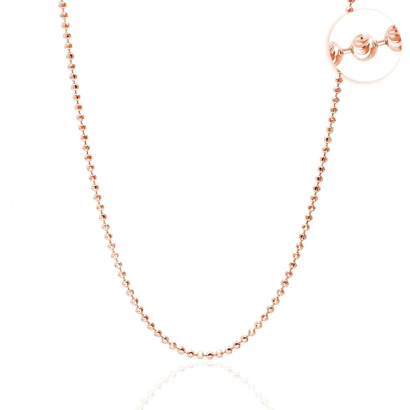 personalized necklaces for women -Moon Cut Ball Rose Gold Chain (14K)