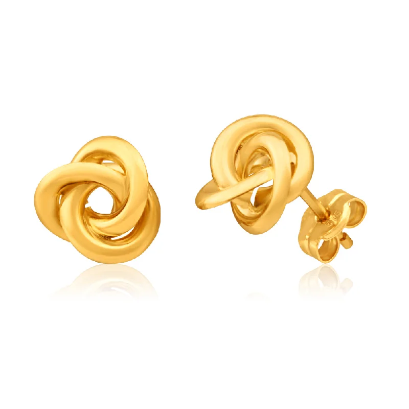 multi-colored earrings for women -9ct Yellow Gold Knot Stud Earrings