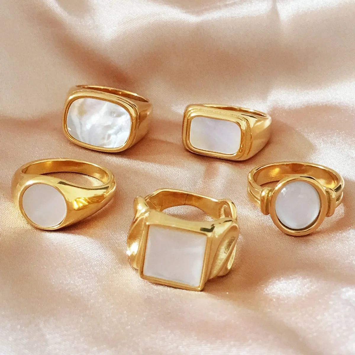 marquise rings for women -Simple Style Square Stainless Steel Plating 18k Gold Plated Rings