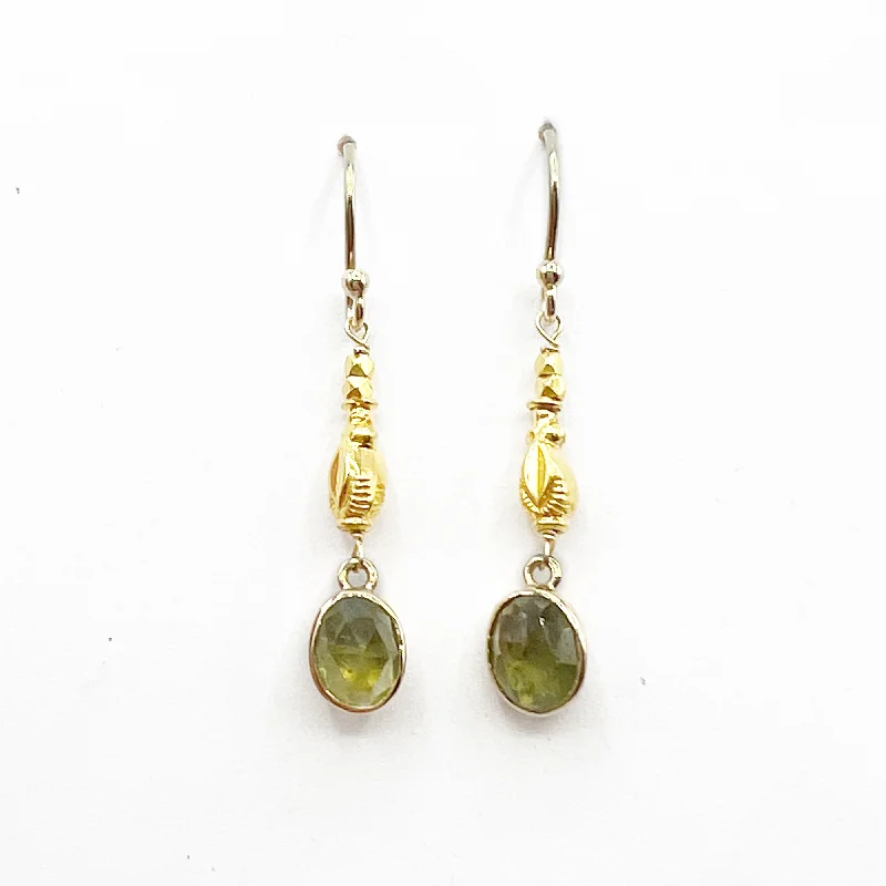 sapphire earrings for women -Summer Gold and Green Dangles