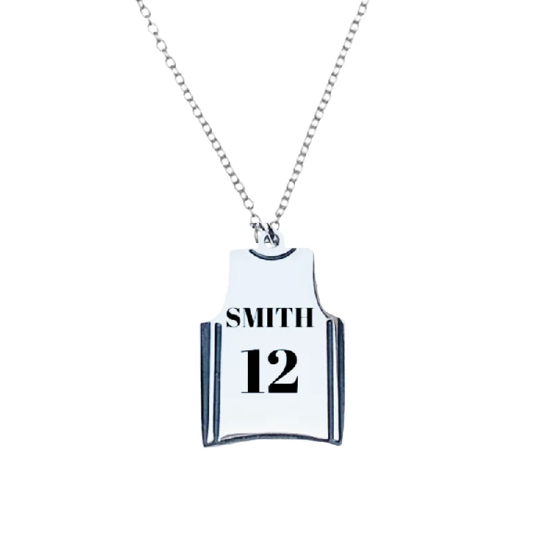 luxury necklaces for women -Engraved Basketball Jersey Necklace