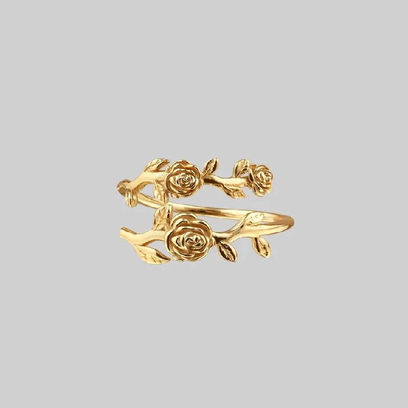 eternity rings for women -DAMASK. Rose Foliage Wrap Ring - Gold