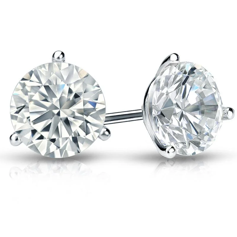 statement gemstone earrings for women -3 Prong Martini Lab Created Diamond Stud Earrings 2.12carats in 14k White Gold