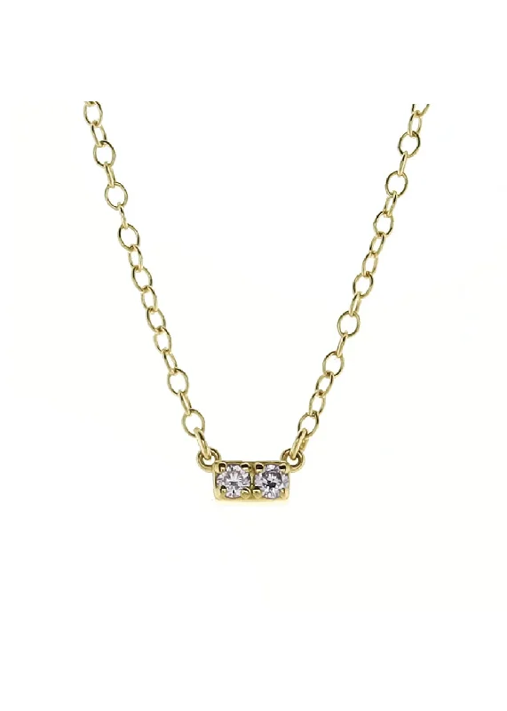 luxury necklaces for women -TWO DIAMOND SIGNIFICANCE BAR NECKLACE