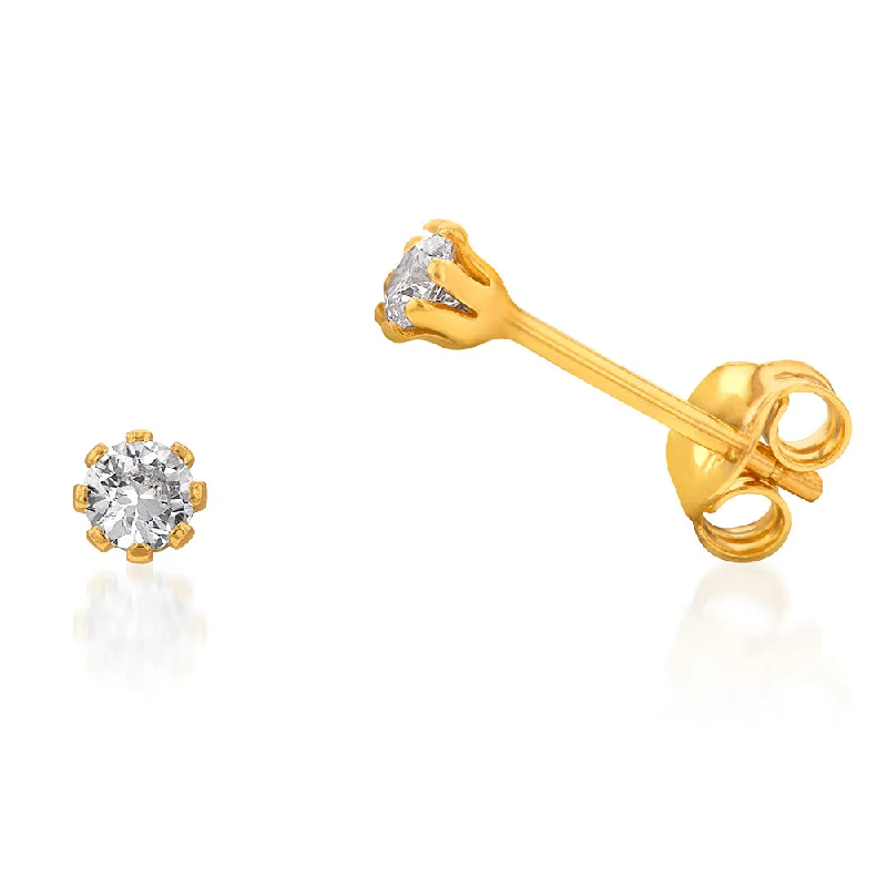 antique earrings for women -9ct Yellow Gold Silverfilled White Cubic Zirconia Stud Earrings