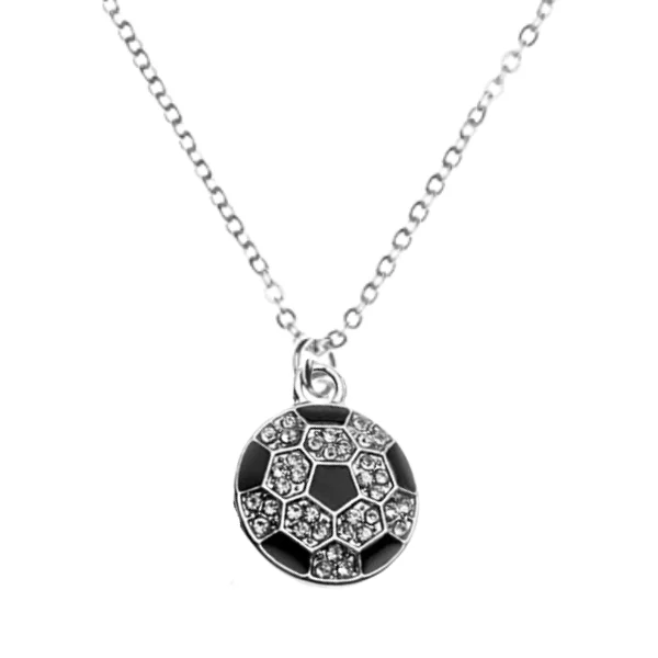 precious metal necklaces for women -Soccer Rhinestone Ball Necklace