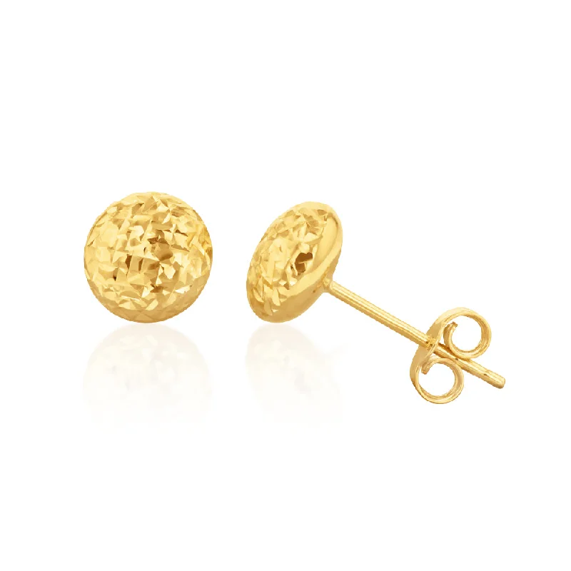 butterfly earrings for women -9ct Yellow Gold Textured 7mm Stud Earrings