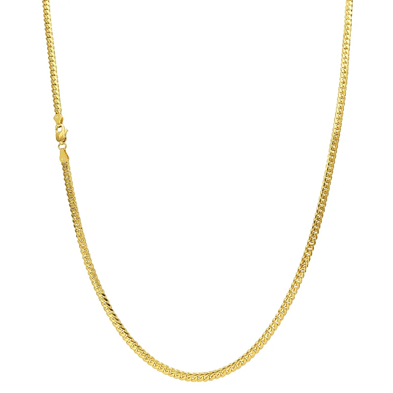 minimalist bar necklaces for women -[Lobster Lock] Solid Miami Cuban Chain (14K)