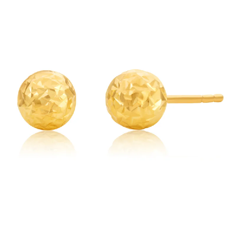 black diamond earrings for women -9ct Yellow Gold 5mm Euroball Dicut studs Earrings