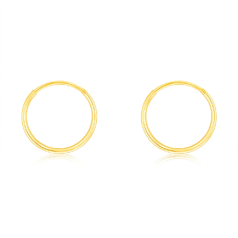 oval earrings for women -9ct Yellow Gold Plain 10mm Sleeper Earrings