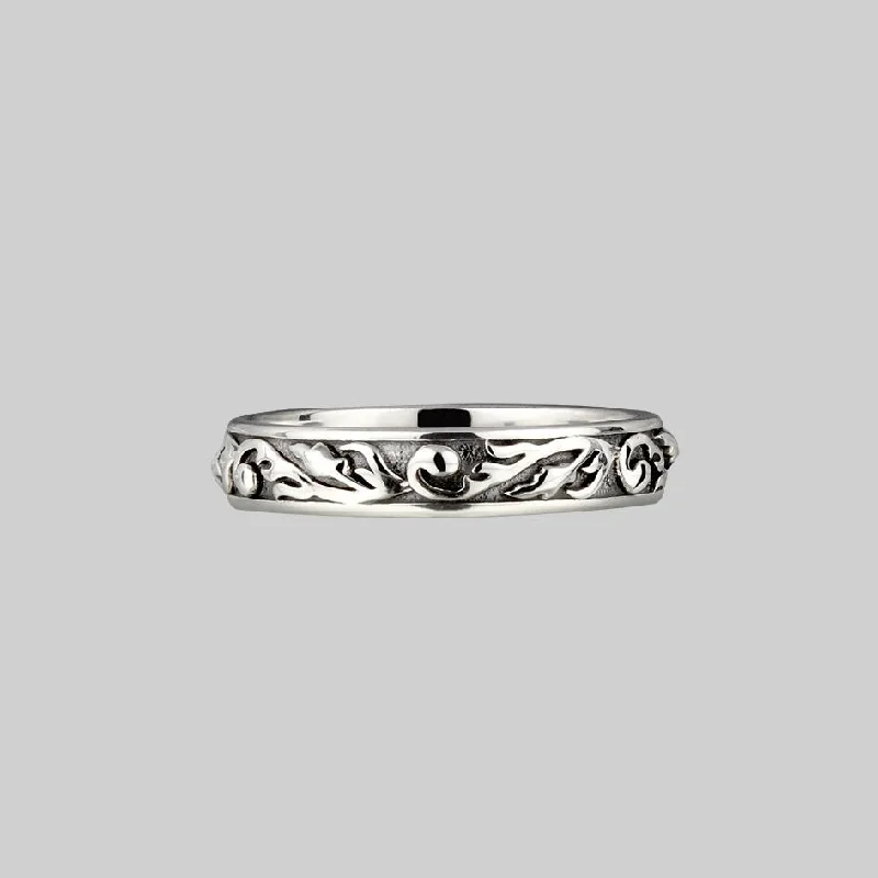 bohemian rings for women -NOTORIETY. Ornate Band Ring - Silver