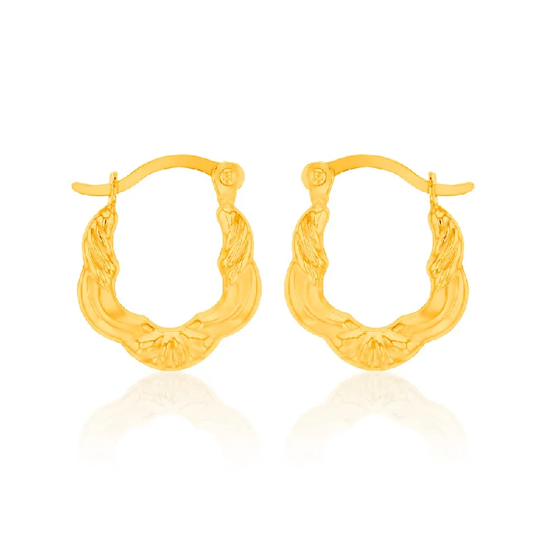 long dangly earrings for women -9ct Yellow Gold High Polish Fancy Hoop Earrings