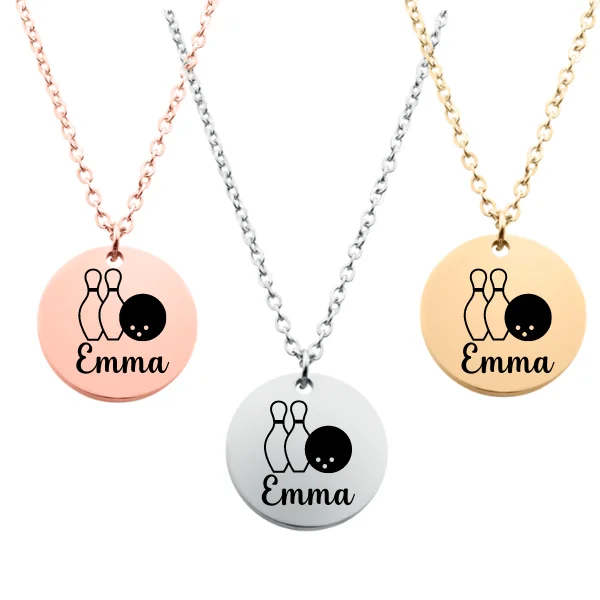 twisted necklaces for women -Engraved Bowling Necklace