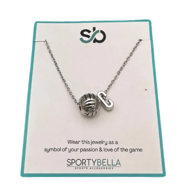 celestial necklaces for women -Personalized Volleyball Necklace with Letter Charm