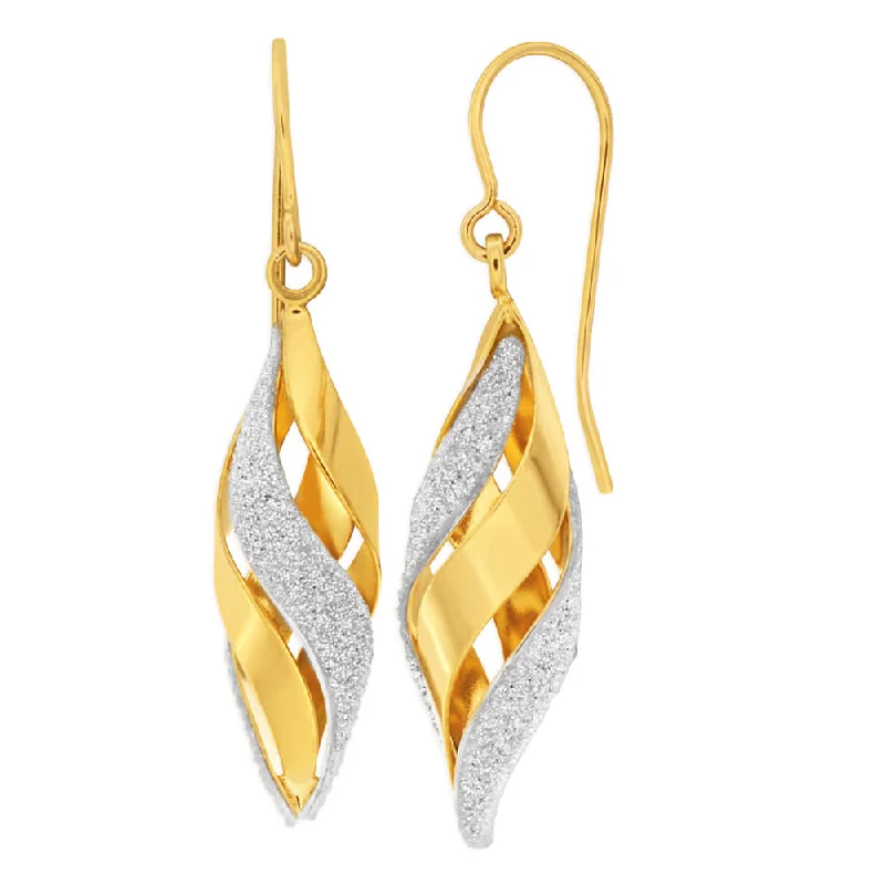 gemstone earrings for women -9ct Yellow Gold Silver Filled Stardust Twist Cage Drop Earrings