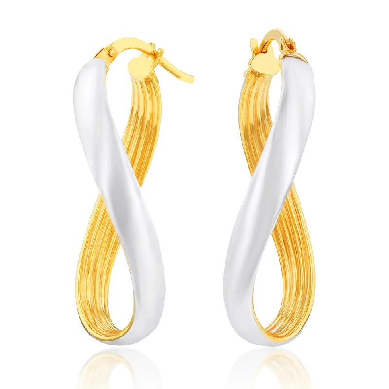 flower earrings for women -9ct Silverfilled Yellow And Silver Gold Twisted Hoop Earrings