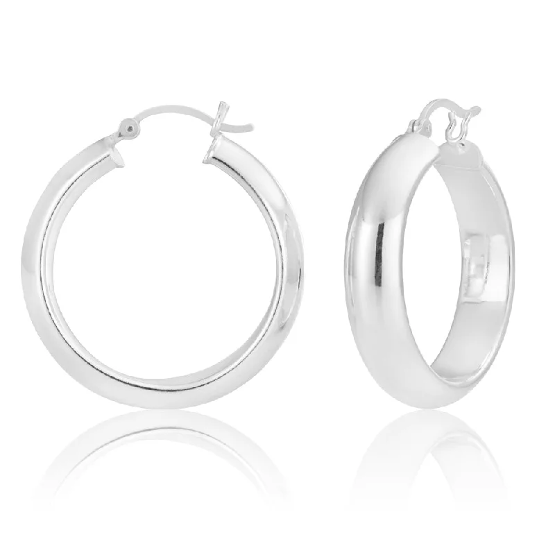 diamond chandelier earrings for women -Sterling Silver 30mm Half Round Hoop Earrings