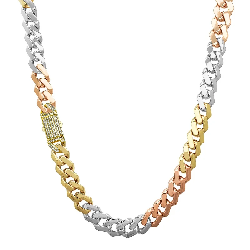 layered gold necklaces for women -Lightweight Tricolor Monaco Chain (14K)