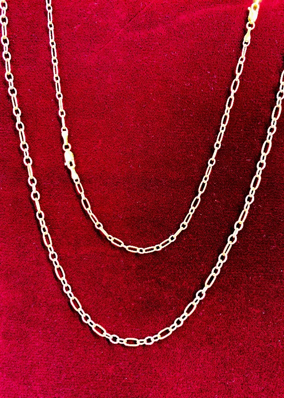 gold plated necklaces for women -Diamond Cut Figaro Cable Chain (14K)