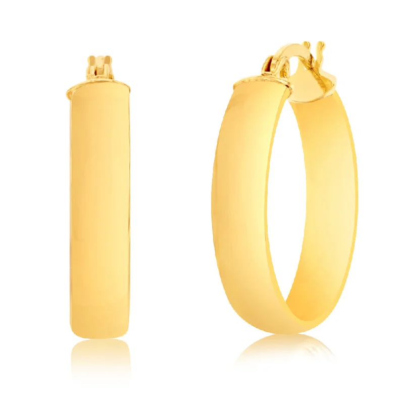 heart-shaped earrings for women -9ct Yellow Gold 15mm Plain Hoop Earrings