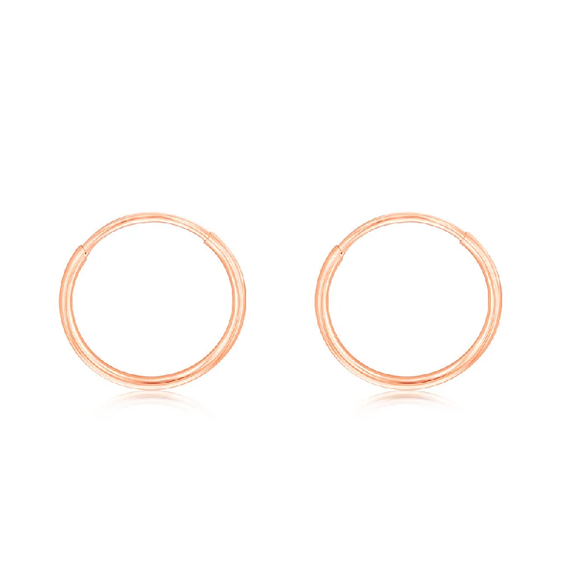 bridal earrings for women -9ct Rose Gold Plain 10mm Sleeper Earrings