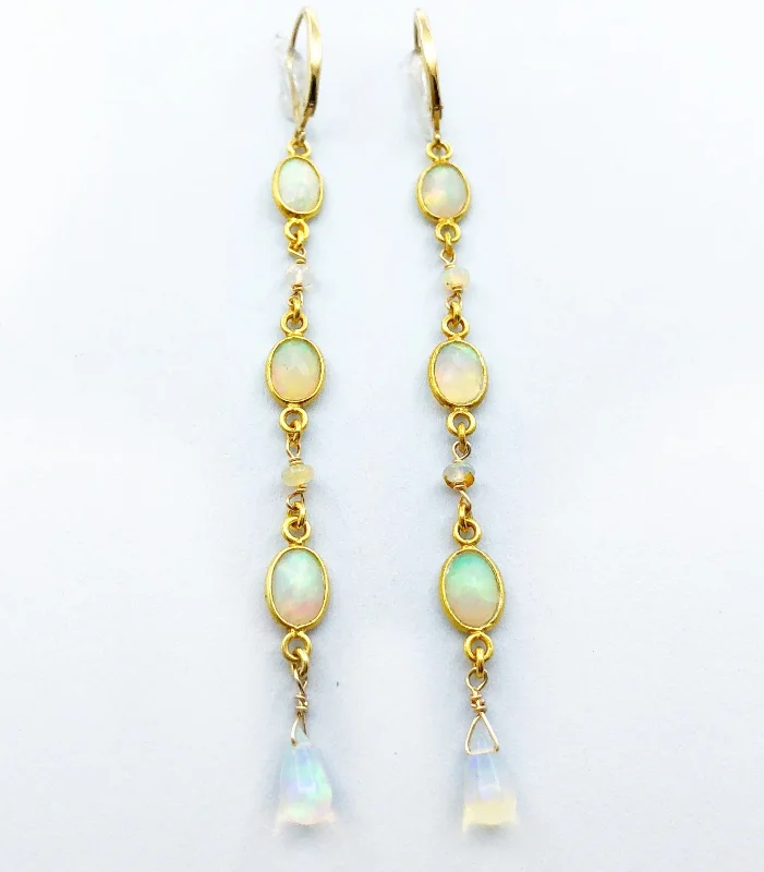 heart-shaped earrings for women -Opal Gold Vermeil Earrings