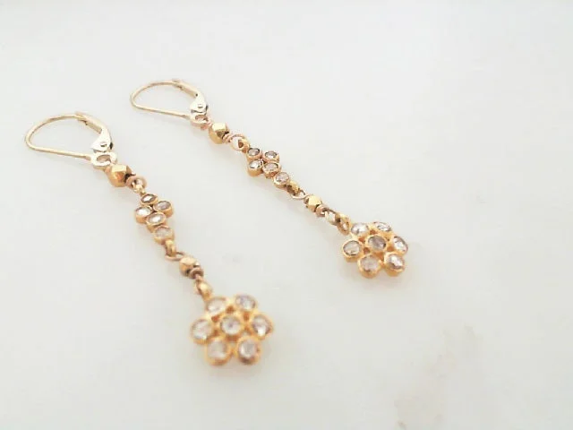 engraved earrings for women -Golden Diamond Flowers