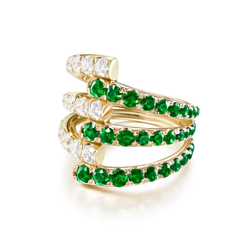 stackable gemstone rings for women -LOLA TRIPLE RING (Tsavorite Garnet)