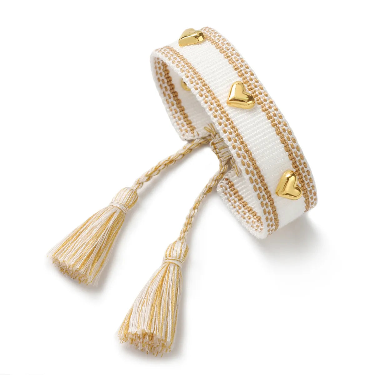 pearl rings for women -Simple Style Heart Shape Polyester Metal Embroidery Tassel Women'S Drawstring Bracelets