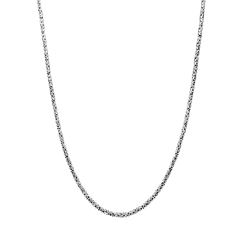 engraved bar necklaces for women -Round Super/Byzantine Chain (Silver)