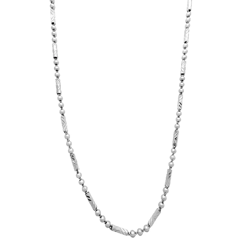 fashion necklaces for women -Diamond-Cut Barrel & Ball Chain (Silver)