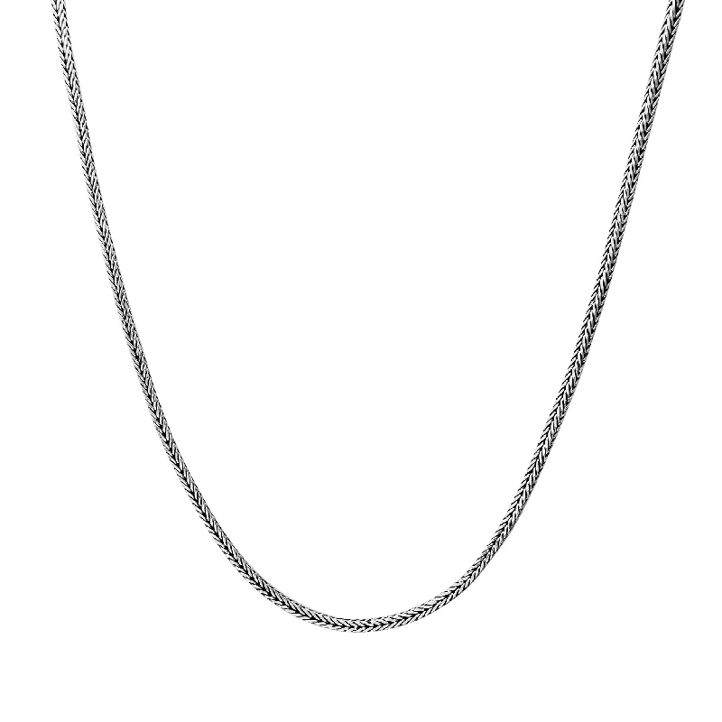 vintage-inspired necklaces for women -Square Wheat Chain (Silver)