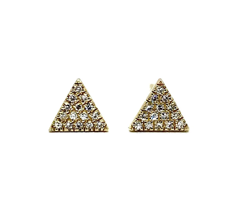 long dangly earrings for women -Gold Pave Diamond Triangle Studs