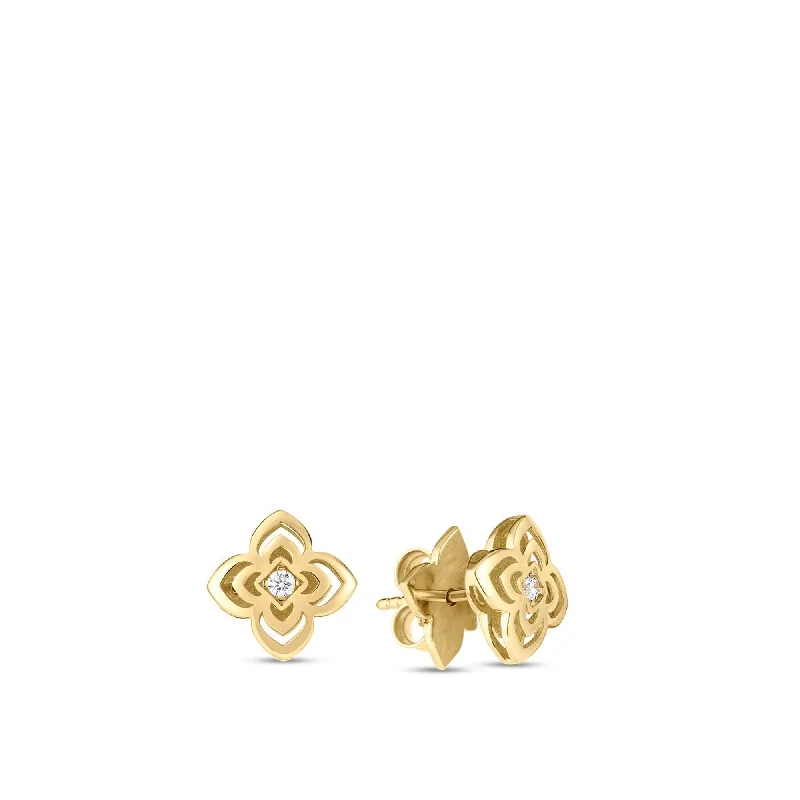 long dangly earrings for women -Roberto Coin Palazzo Ducale Carnevale Small Diamond Flower Stud Earrings