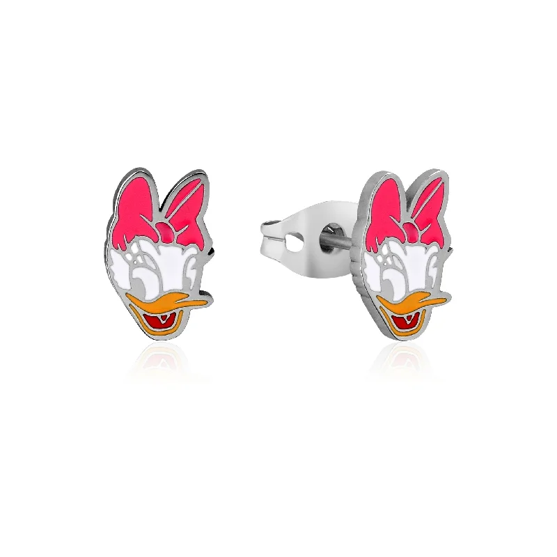 boho earrings for women -DISNEY Stainless Steel 11mm Animated Daisy Duck Stud Earrings