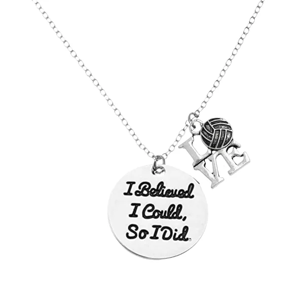 white gold necklaces for women -Volleyball I Believed I Could So I Did Necklace