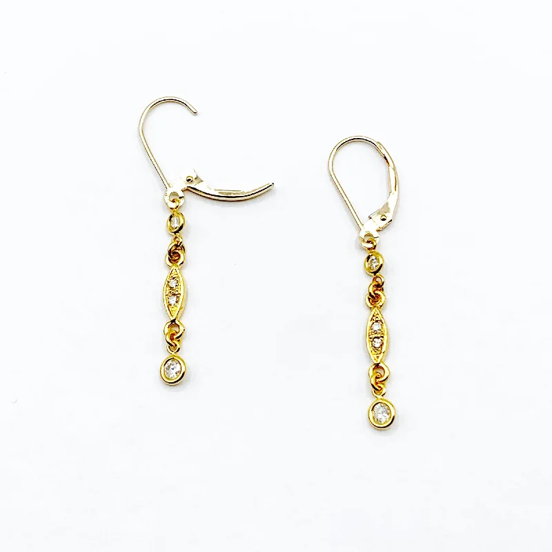 layered earrings for women -Gold and Diamond Icicles