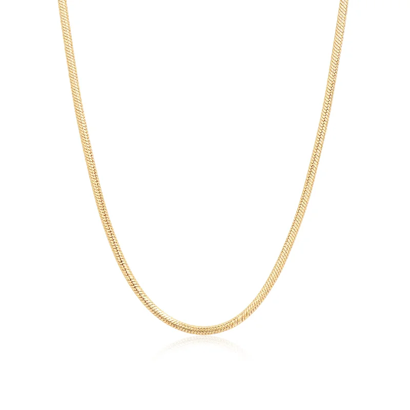 crystal pendant necklaces for women -Tattoo - Round Snake Chain(Silver Gold Vermeil)