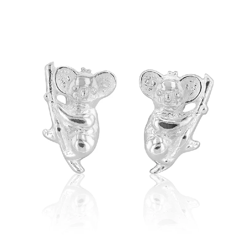 long earrings for women -Sterling Silver Koala Stud Earrings