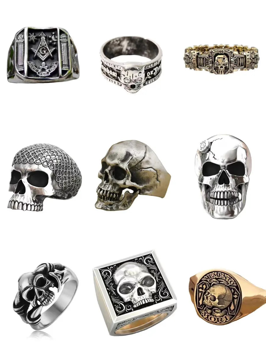 cubic zirconia rings for women -Punk Skull Alloy Plating Men'S Rings