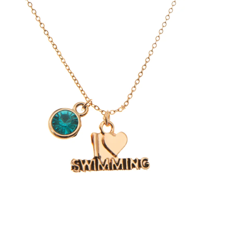 charm necklaces for women -I Love to Swim Necklace- Rose Gold