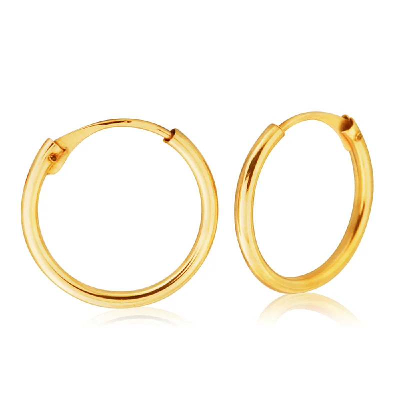 personalized earrings for women -9ct Yellow Gold 1.2x12mm Hinged Hoop Earrings