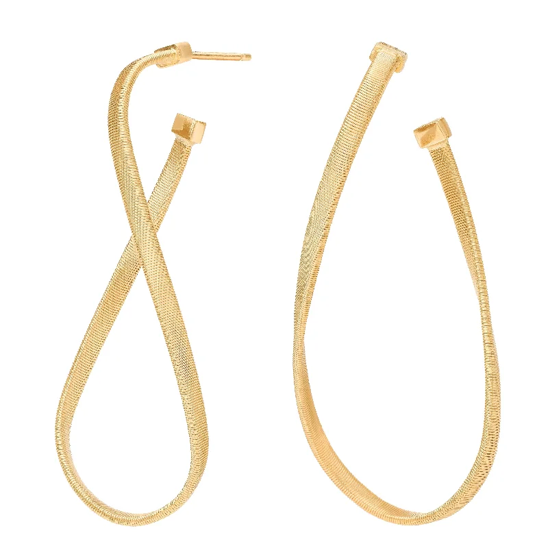 gold stud earrings for women -Marco Bicego 18K Yellow Gold Marrakech Twisted Irregular Medium Hoops