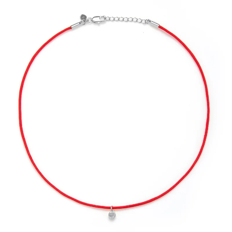 pearl necklaces for women -Red Bendel Necklace in Rhodium