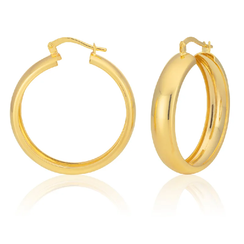 black diamond earrings for women -9ct Yellow Gold Silver Filled 6x25mm Hoop Earrings