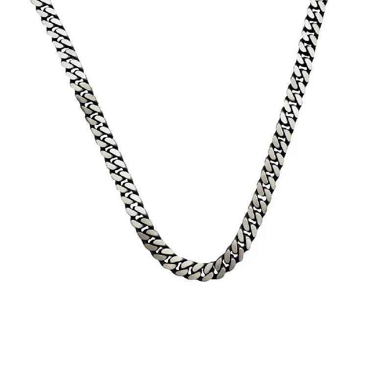 ruby necklaces for women -Antique Finish Miami Cuban Chain (Silver)