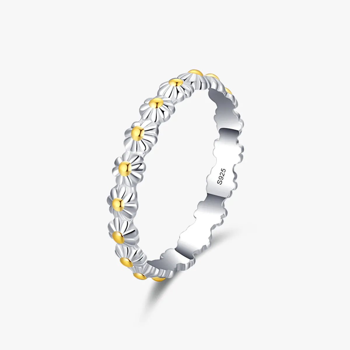 small rings for women -Sweet Daisy Sterling Silver Plating Inlay Zircon 14k Gold Plated Silver Plated Rings