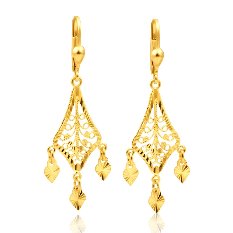 luxury earrings for women -9ct Yellow Gold Chandelier Drop Earrings