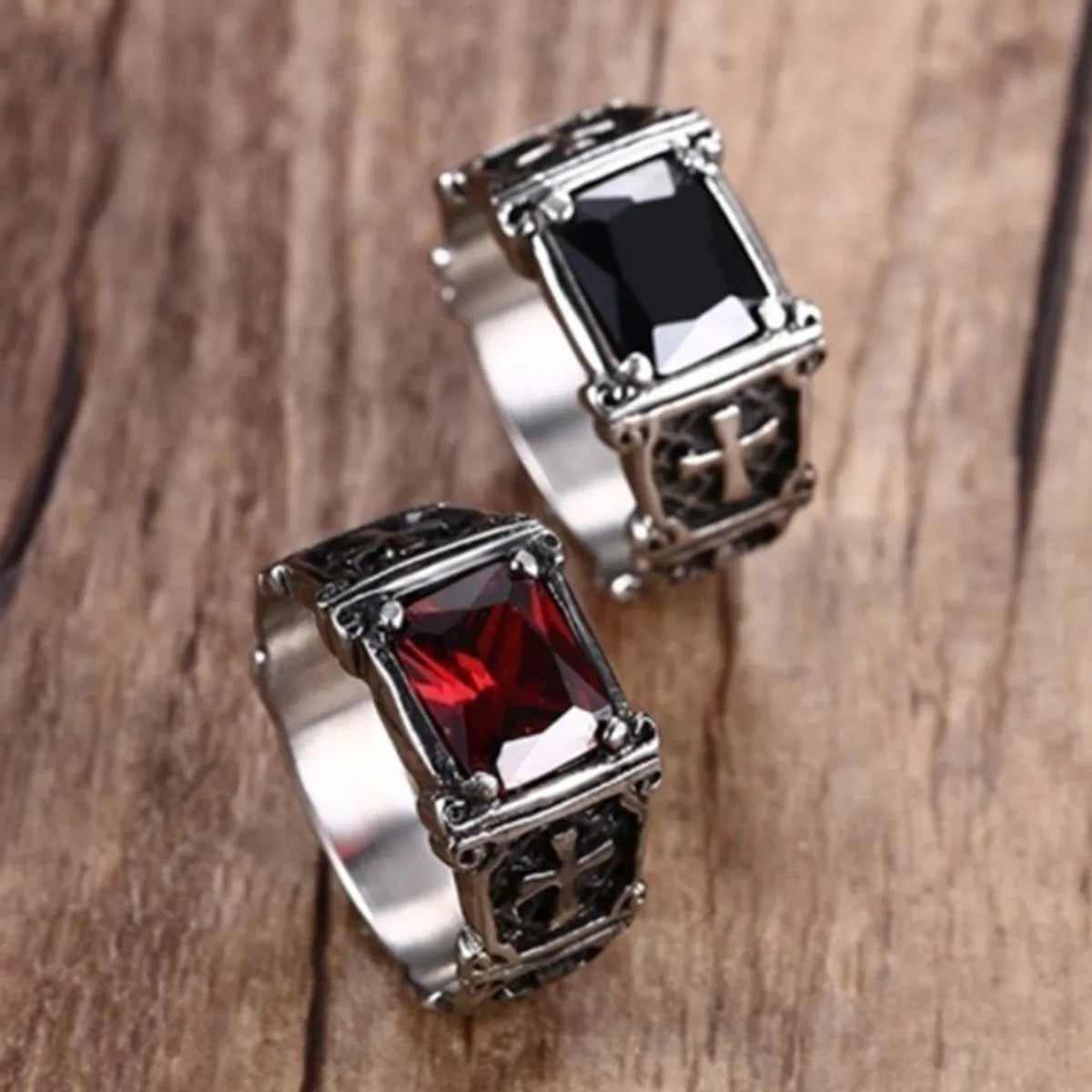 wedding band rings for women -Hip-Hop Retro Geometric Zinc Alloy Inlay Zircon Men'S Rings