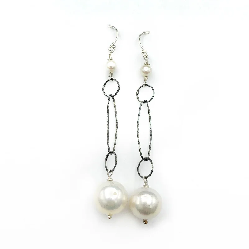 ruby earrings for women -Silver and Pearl Earrings